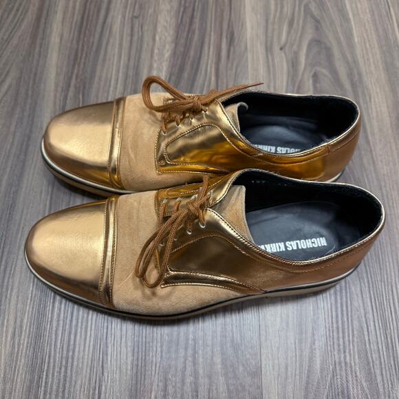 Fabulous Nicholas Kirkwood Gold Suede Luxury Sneaker 41 - Picture 2 of 9